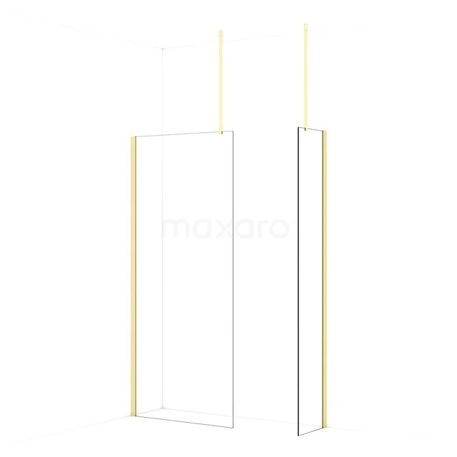 Diamond Walk-in shower | 90x40 cm Light gold Clear glass 2 fixed walls IDB0904910LG