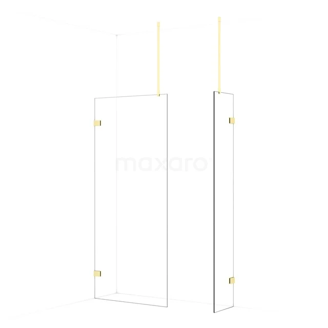 Diamond Walk-in shower | 90x40 cm Light gold Clear glass 2 fixed walls IDB0904920LG