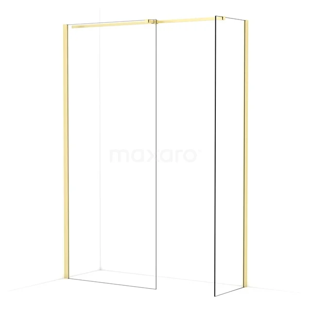 Diamond Walk-in shower | 90x50 cm Light gold Clear glass 2 fixed walls IDB0905310LG