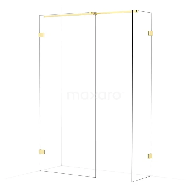 Diamond Walk-in shower | 90x50 cm Light gold Clear glass 2 fixed walls IDB0905320LG