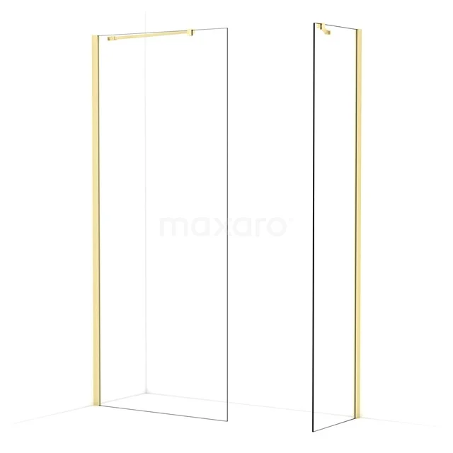 Diamond Walk-in shower | 90x50 cm Light gold Clear glass 2 fixed walls IDB0905410LG
