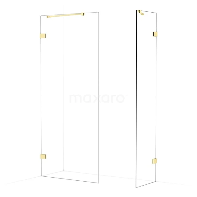 Diamond Walk-in shower | 90x50 cm Light gold Clear glass 2 fixed walls IDB0905420LG