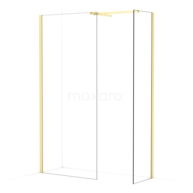 Diamond Walk-in shower | 90x50 cm Light gold Clear glass 2 fixed walls IDB0905510LG