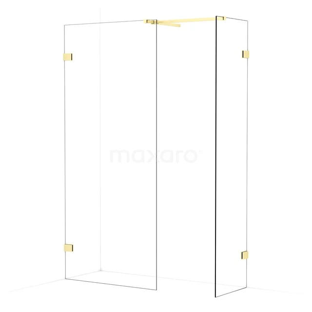 Diamond Walk-in shower | 90x50 cm Light gold Clear glass 2 fixed walls IDB0905520LG