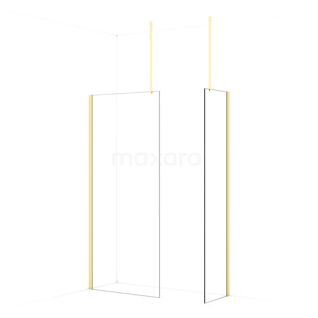 Diamond Walk-in shower | 90x50 cm Light gold Clear glass 2 fixed walls IDB0905910LG