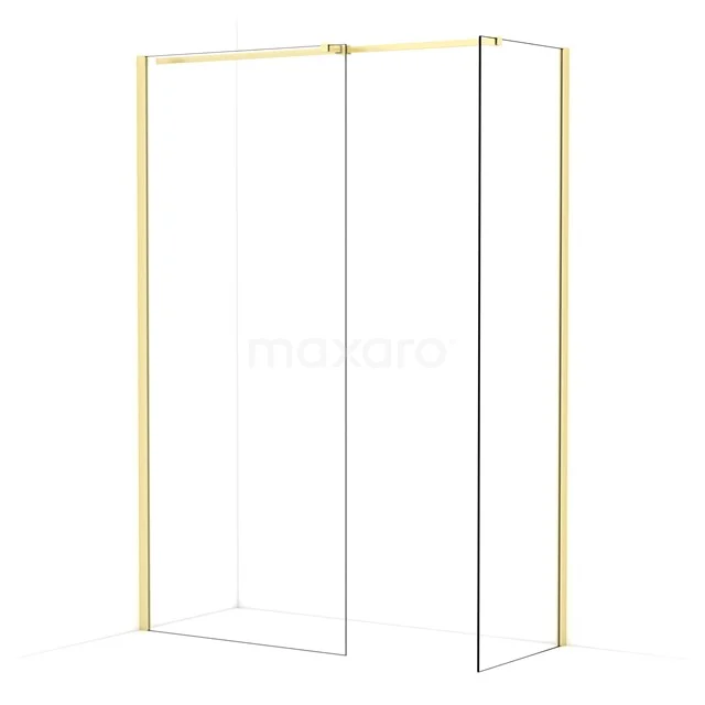 Diamond Walk-in shower | 90x60 cm Light gold Clear glass 2 fixed walls IDB0906310LG