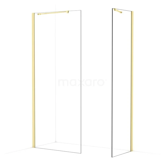 Diamond Walk-in shower | 90x60 cm Light gold Clear glass 2 fixed walls IDB0906410LG