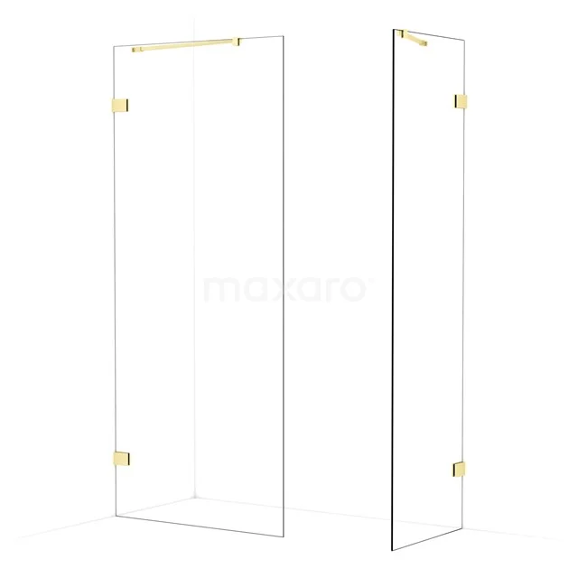 Diamond Walk-in shower | 90x60 cm Light gold Clear glass 2 fixed walls IDB0906420LG