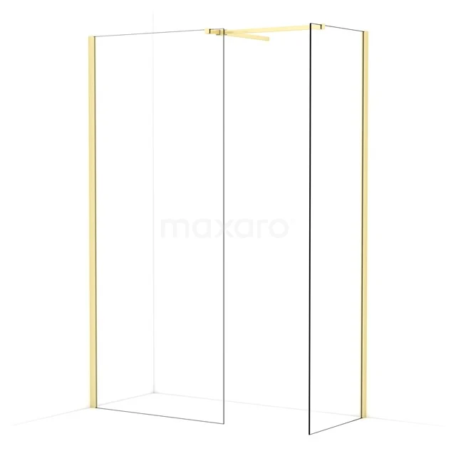 Diamond Walk-in shower | 90x60 cm Light gold Clear glass 2 fixed walls IDB0906510LG