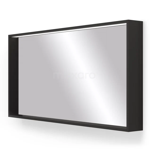 Bathroom mirror Preto Black with led lighting 120x60cm M50-1200-40100 Rectangular black bathroom mirror with integrated lighting, modern design and a sleek aluminium frame.