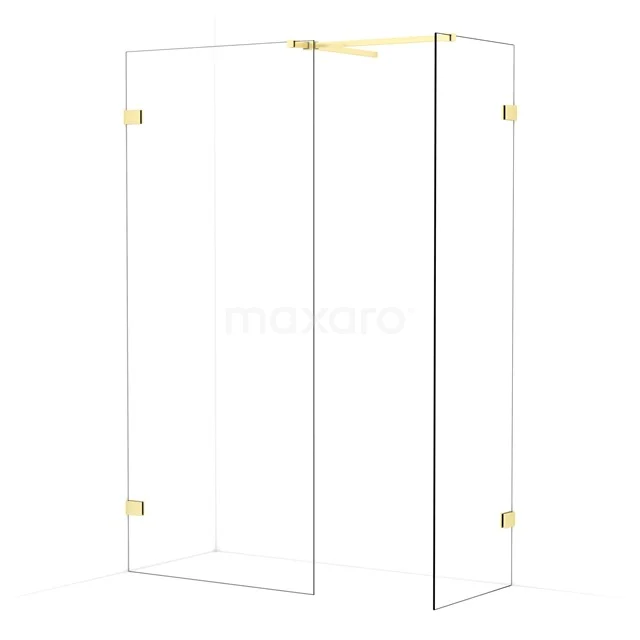 Diamond Walk-in shower | 90x60 cm Light gold Clear glass 2 fixed walls IDB0906520LG