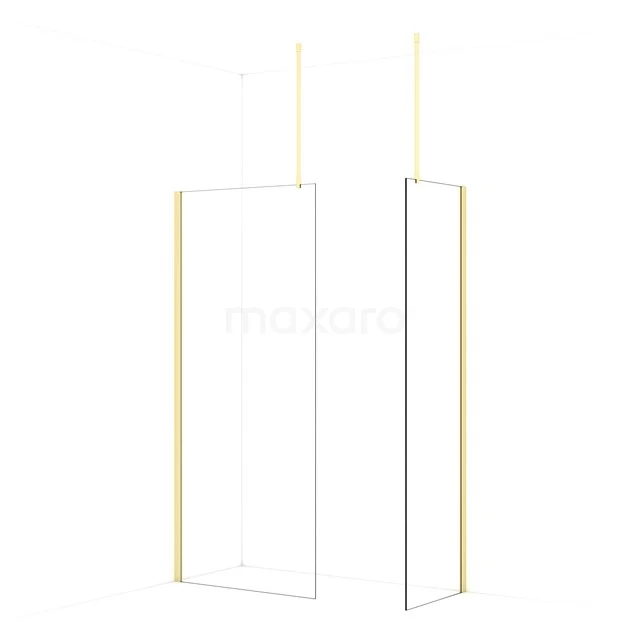 Diamond Walk-in shower | 90x60 cm Light gold Clear glass 2 fixed walls IDB0906910LG