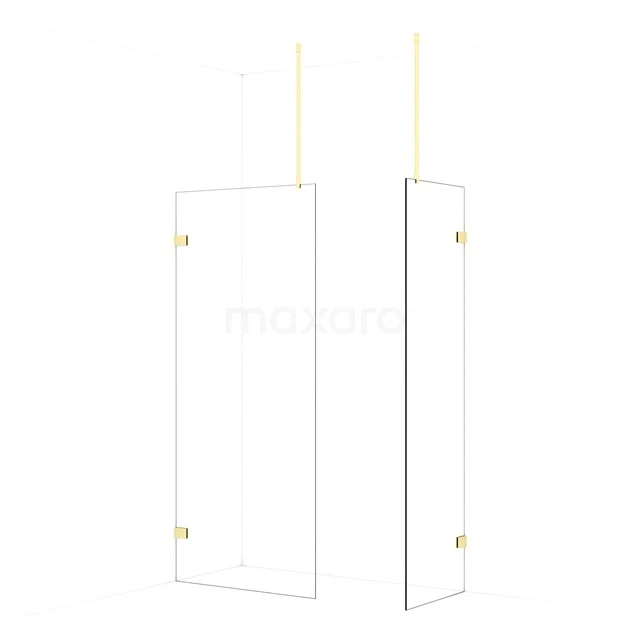 Diamond Walk-in shower | 90x60 cm Light gold Clear glass 2 fixed walls IDB0906920LG