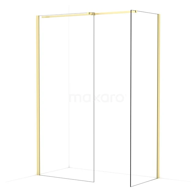 Diamond Walk-in shower | 90x70 cm Light gold Clear glass 2 fixed walls IDB0907310LG
