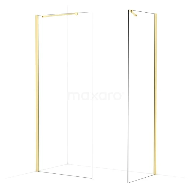 Diamond Walk-in shower | 90x70 cm Light gold Clear glass 2 fixed walls IDB0907410LG