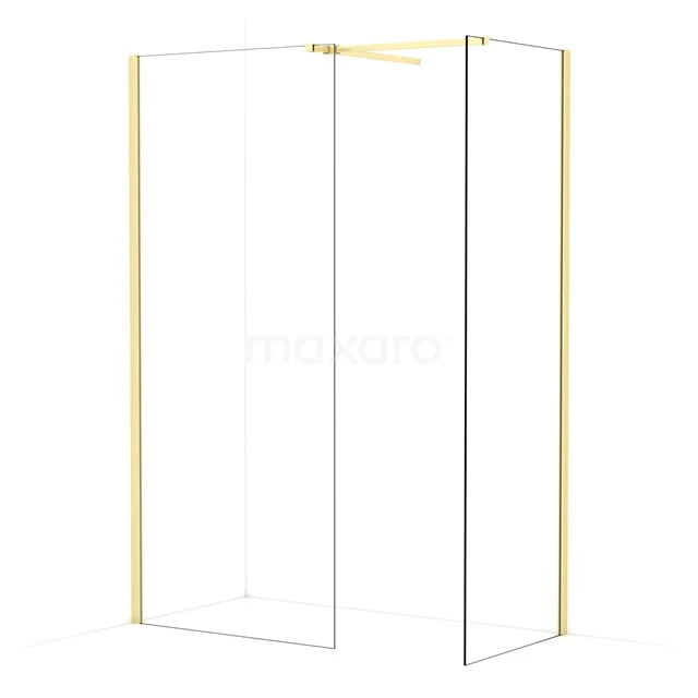 Diamond Walk-in shower | 90x70 cm Light gold Clear glass 2 fixed walls IDB0907510LG