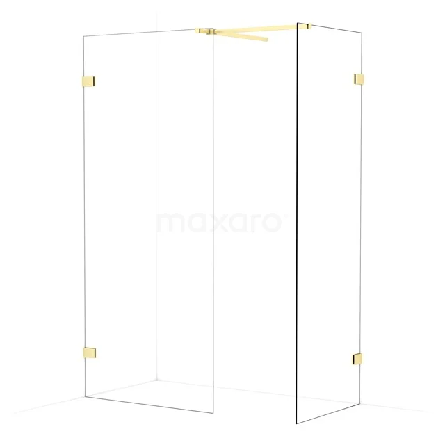 Diamond Walk-in shower | 90x70 cm Light gold Clear glass 2 fixed walls IDB0907520LG