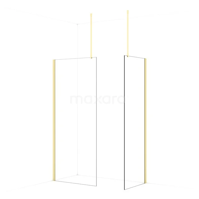 Diamond Walk-in shower | 90x70 cm Light gold Clear glass 2 fixed walls IDB0907910LG