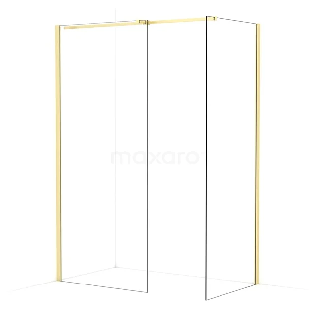 Diamond Walk-in shower | 90x80 cm Light gold Clear glass 2 fixed walls IDB0908310LG