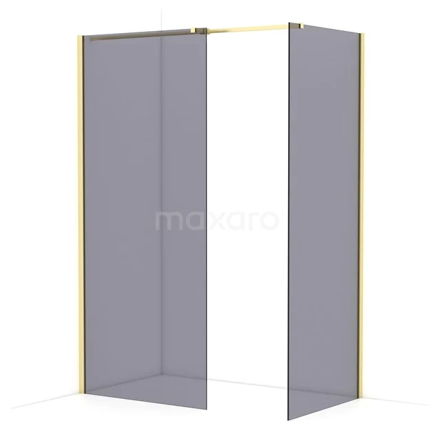 Diamond Walk-in shower | 90x80 cm Light gold Smoke glass 2 fixed walls IDB0908311LG