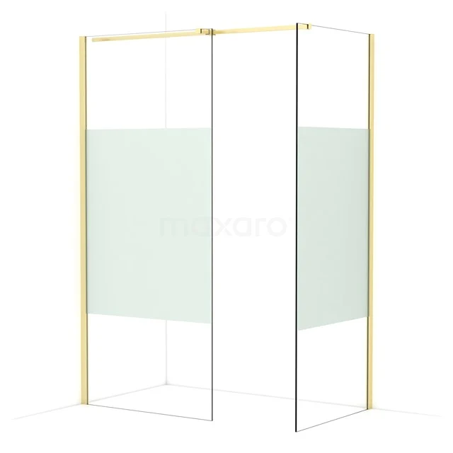 Diamond Walk-in shower | 90x80 cm Light gold Clear with matt strip 2 fixed walls IDB0908313LG