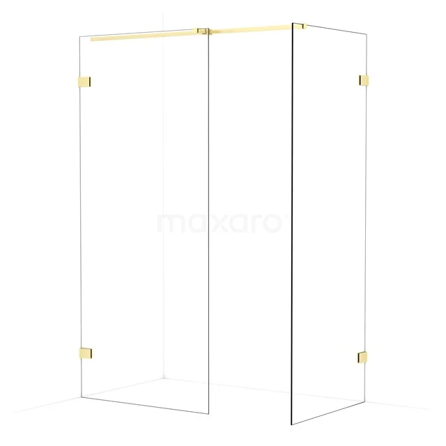 Diamond Walk-in shower | 90x80 cm Light gold Clear glass 2 fixed walls IDB0908320LG