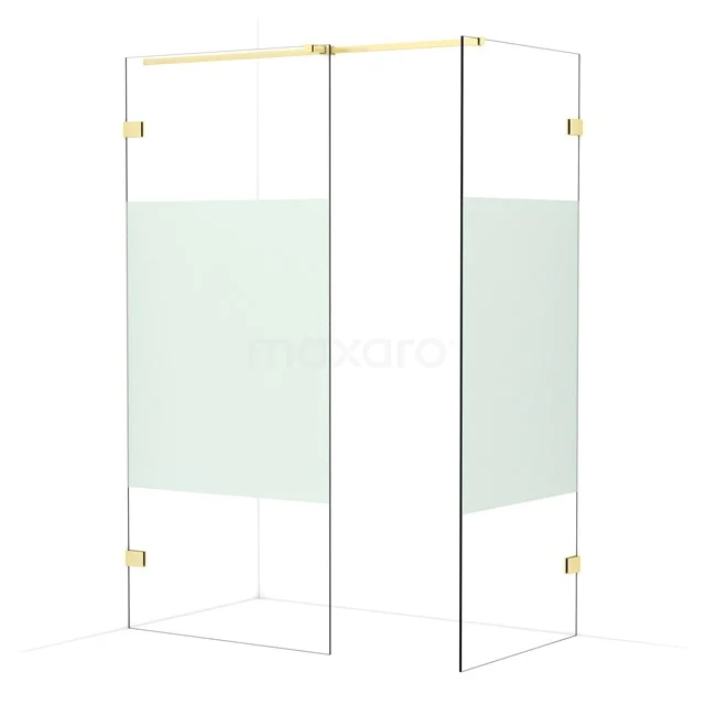 Diamond Walk-in shower | 90x80 cm Light gold Clear with matt strip 2 fixed walls IDB0908323LG