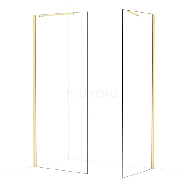 Diamond Walk-in shower | 90x80 cm Light gold Clear glass 2 fixed walls IDB0908410LG