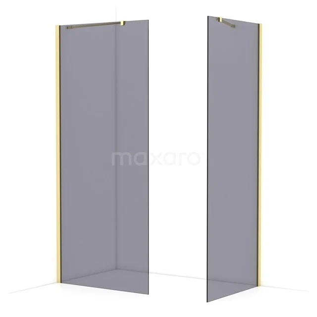 Diamond Walk-in shower | 90x80 cm Light gold Smoke glass 2 fixed walls IDB0908411LG