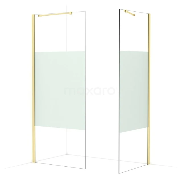 Diamond Walk-in shower | 90x80 cm Light gold Clear with matt strip 2 fixed walls IDB0908413LG