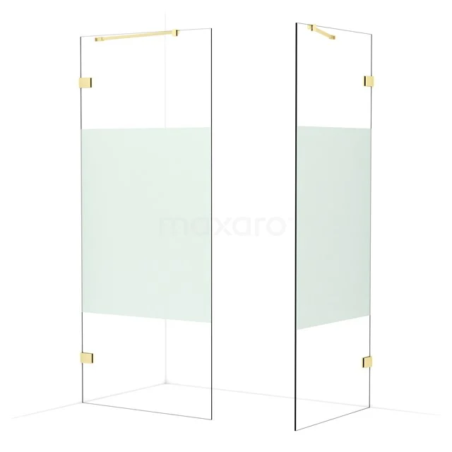 Diamond Walk-in shower | 90x80 cm Light gold Clear with matt strip 2 fixed walls IDB0908423LG