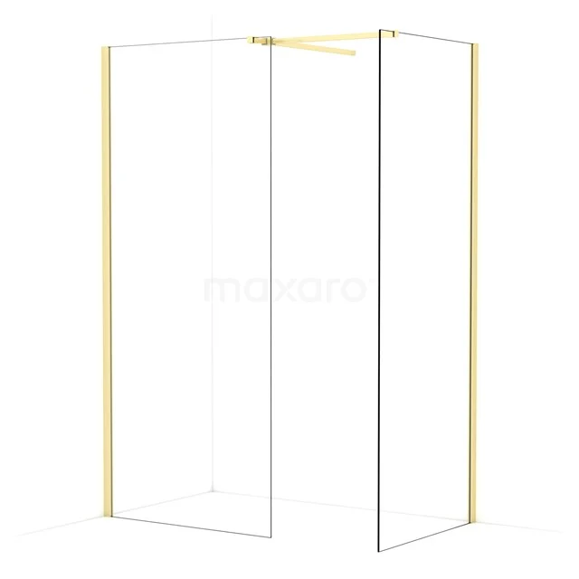 Diamond Walk-in shower | 90x80 cm Light gold Clear glass 2 fixed walls IDB0908510LG