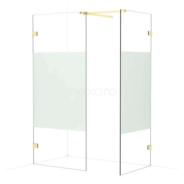 Diamond Walk-in shower | 90x80 cm Light gold Clear with matt strip 2 fixed walls IDB0908523LG