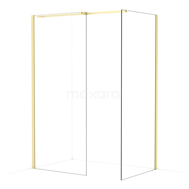 Diamond Walk-in shower | 90x90 cm Light gold Clear glass 2 fixed walls IDB0909310LG