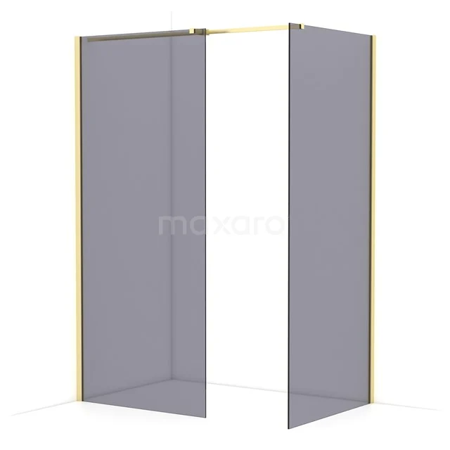 Diamond Walk-in shower | 90x90 cm Light gold Smoke glass 2 fixed walls IDB0909311LG
