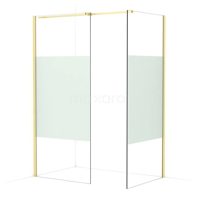 Diamond Walk-in shower | 90x90 cm Light gold Clear with matt strip 2 fixed walls IDB0909313LG
