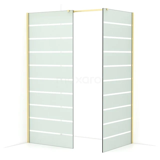 Diamond Walk-in shower | 90x90 cm Light gold Clear with matt stripes 2 fixed walls IDB0909316LG