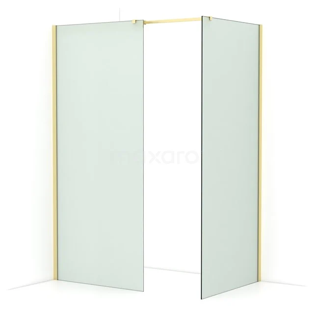Diamond Walk-in shower | 90x90 cm Light gold Frosted glass 2 fixed walls IDB0909317LG
