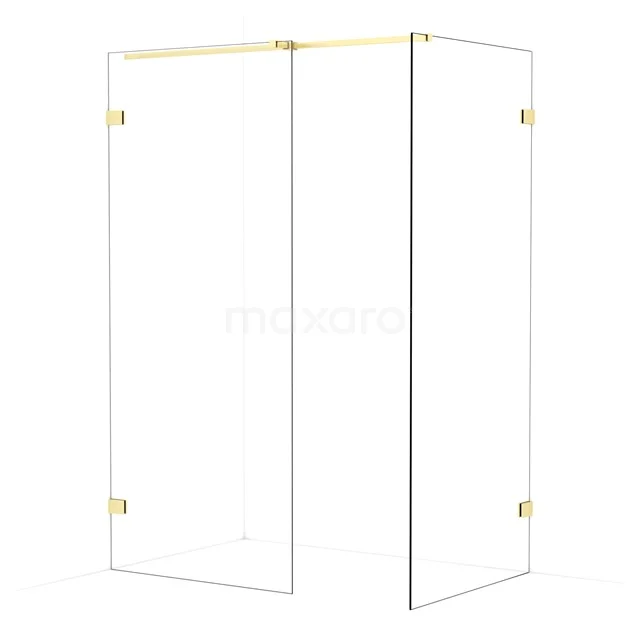Diamond Walk-in shower | 90x90 cm Light gold Clear glass 2 fixed walls IDB0909320LG