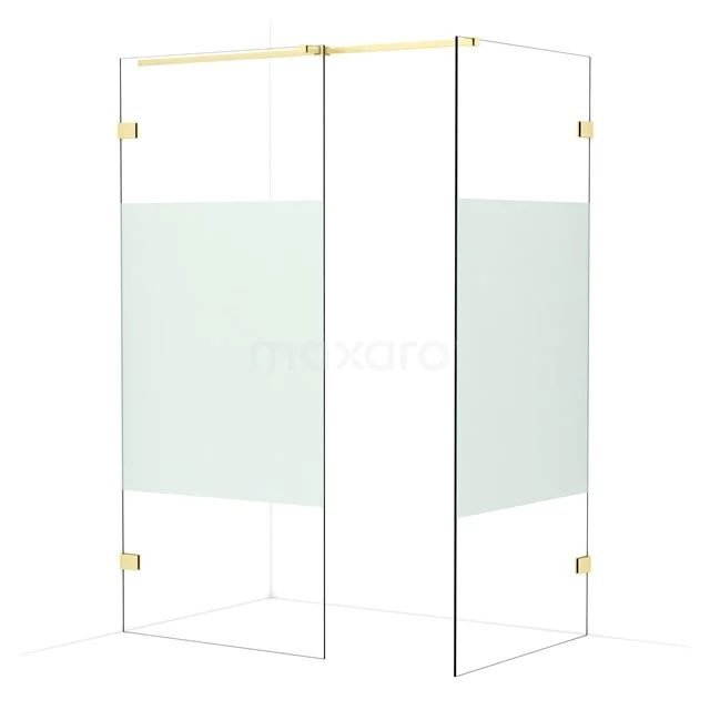Diamond Walk-in shower | 90x90 cm Light gold Clear with matt strip 2 fixed walls IDB0909323LG