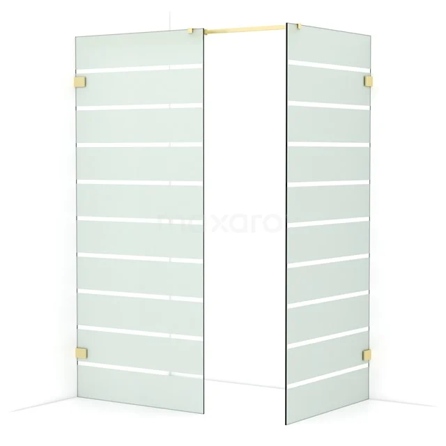 Diamond Walk-in shower | 90x90 cm Light gold Clear with matt stripes 2 fixed walls IDB0909326LG