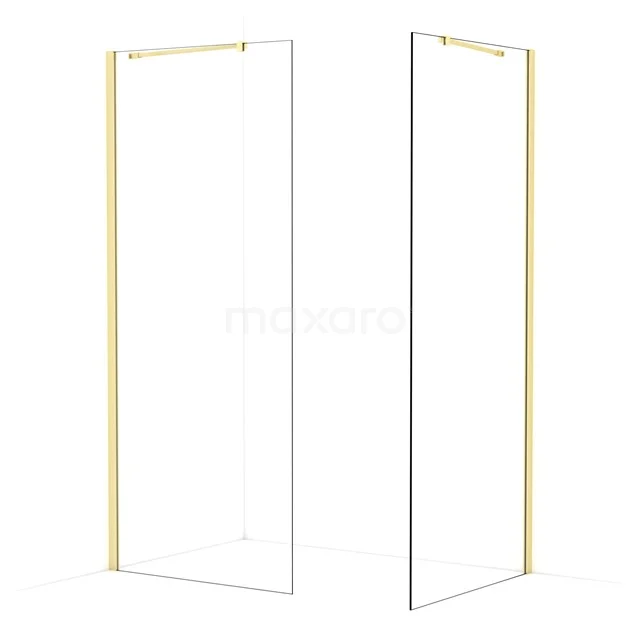 Diamond Walk-in shower | 90x90 cm Light gold Clear glass 2 fixed walls IDB0909410LG
