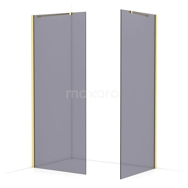 Diamond Walk-in shower | 90x90 cm Light gold Smoke glass 2 fixed walls IDB0909411LG
