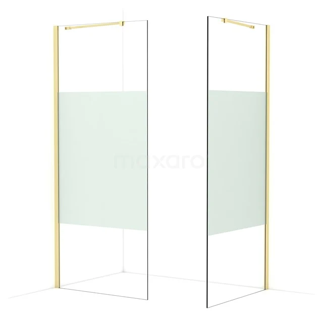 Diamond Walk-in shower | 90x90 cm Light gold Clear with matt strip 2 fixed walls IDB0909413LG