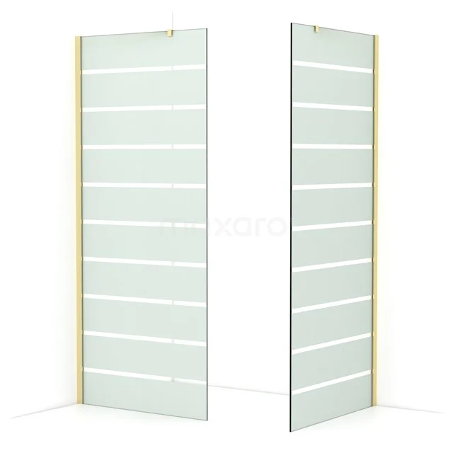 Diamond Walk-in shower | 90x90 cm Light gold Clear with matt stripes 2 fixed walls IDB0909416LG