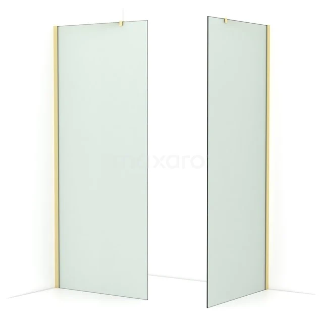Diamond Walk-in shower | 90x90 cm Light gold Frosted glass 2 fixed walls IDB0909417LG