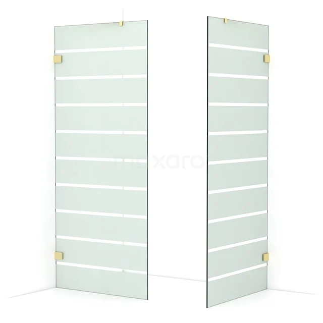 Diamond Walk-in shower | 90x90 cm Light gold Clear with matt stripes 2 fixed walls IDB0909426LG
