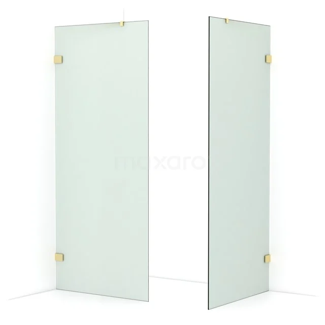 Diamond Walk-in shower | 90x90 cm Light gold Frosted glass 2 fixed walls IDB0909427LG