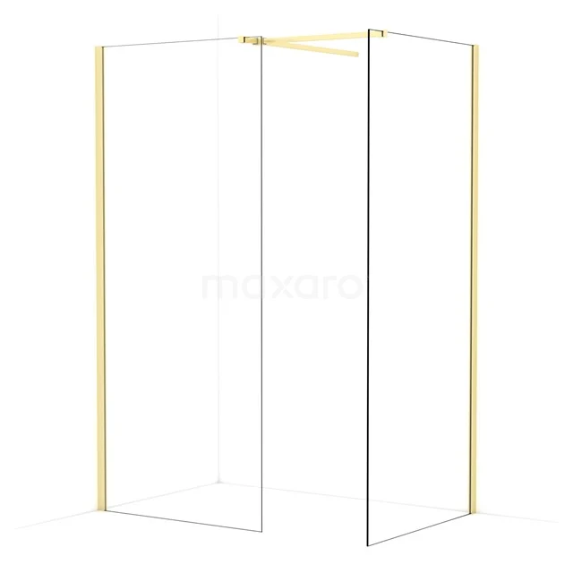 Diamond Walk-in shower | 90x90 cm Light gold Clear glass 2 fixed walls IDB0909510LG