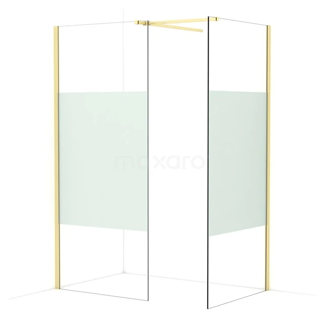 Diamond Walk-in shower | 90x90 cm Light gold Clear with matt strip 2 fixed walls IDB0909513LG